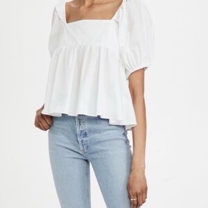 En Saison Puff Sleeve Tie-Back Top